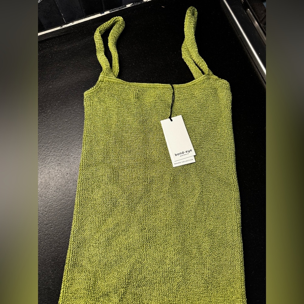Bond-Eye Textured Olive Dress